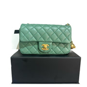 Chanel Mini Green Classic Flap with Pearl Crush - Jiaxyk